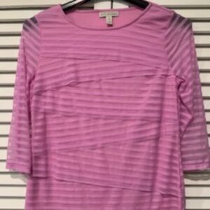 Dana Buchman, Sheer Long Sleeves, Pink Layered Top Size Medium